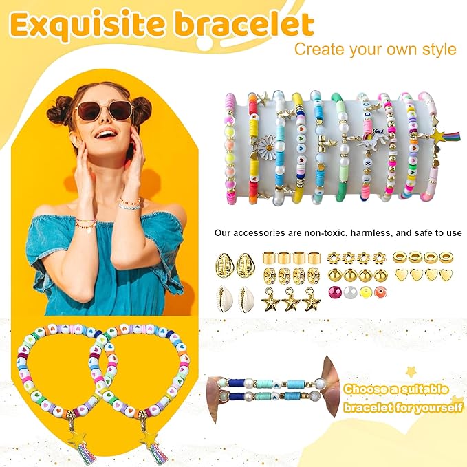 iumulinrui Friendship Bracelet Kit Concert Bracelets Merch, 5200 Pcs Clay Beads Bracelet Making Kit Tricolor Letter Bead, Jewelry Set with Pendant, DIY Craft Gifts Suitable for Beginners-CubbioJoy
