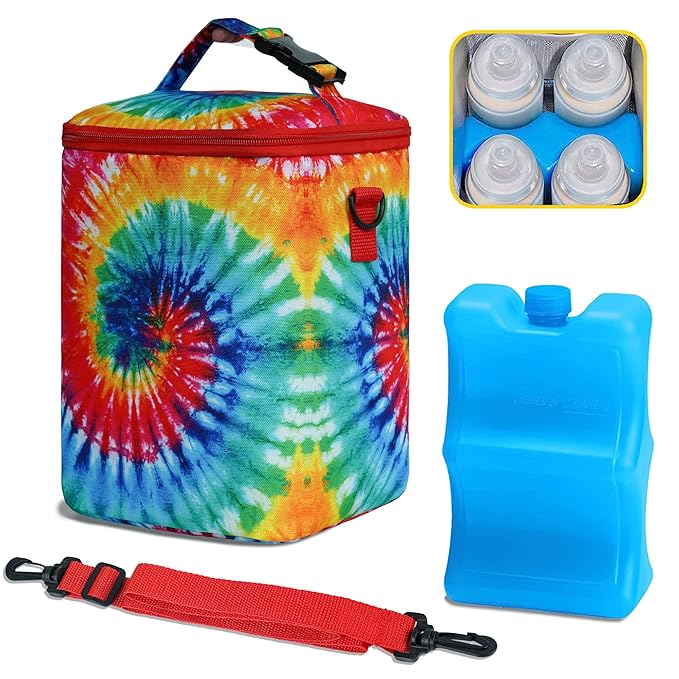 Breastmilk Cooler Bag with Ice Pack - Fits 4 Bottles Up to 9 Ounce - Insulated Baby Bottle Cooler on The Go with Strap-CubbioJoy