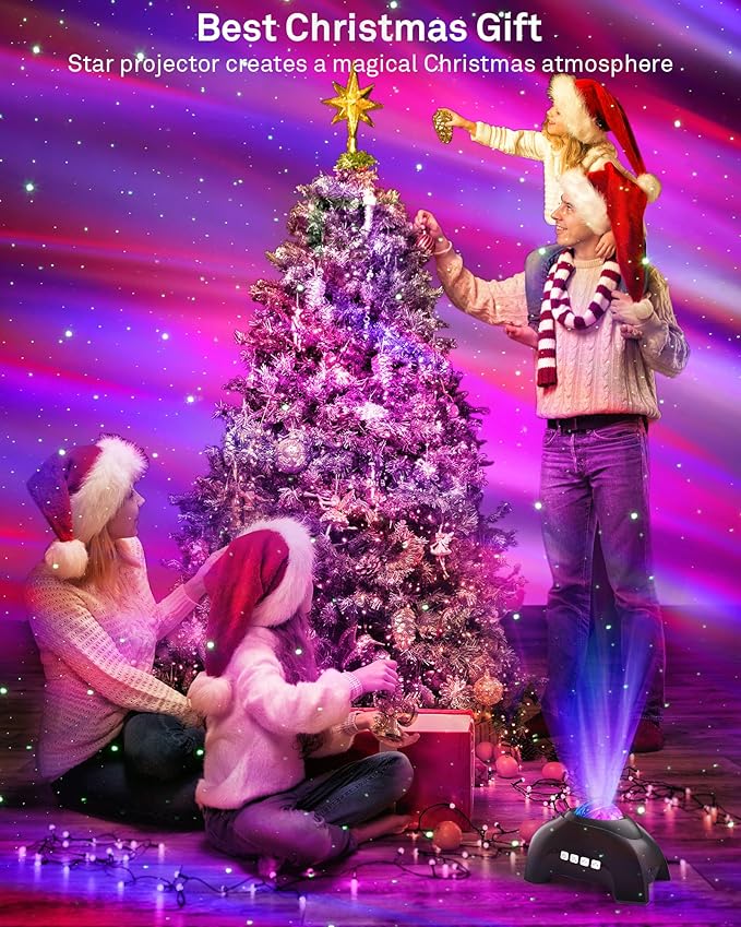 AIRIVO Northern Lights Aurora Projector, Star Projector Music Speaker, White Noise Night Light Galaxy Projector for Kids Adults, for Home Decor Bedroom/Ceiling/Party (Black)-CubbioJoy