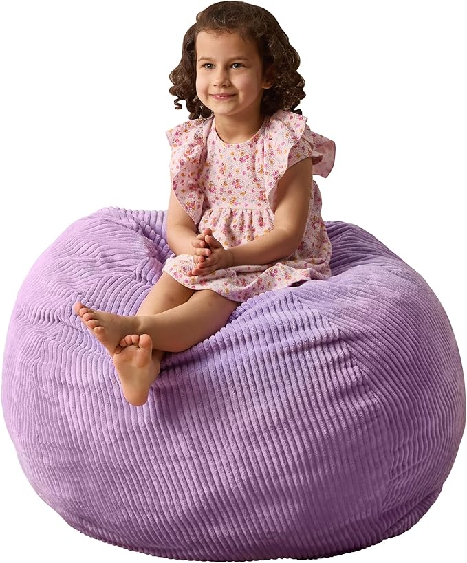 Bean Bag Chairs Teardrop Bean Bag Chair Beanbag Chair with Memory Foam Filled Machine Washable Cover for Living Room, Bedroom (Small,Purple)-CubbioJoy