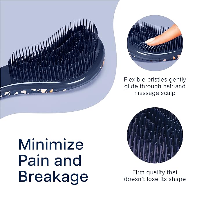 Crave Naturals Glide Thru Hair Brush - Detangler Brush for Curly, Straight, Wet or Dry Hair - Gentle Detangling Brushes for Adults, Kids, Toddlers - Hair Accessories for Women, 7.5"x3" - Terazzo-CubbioJoy