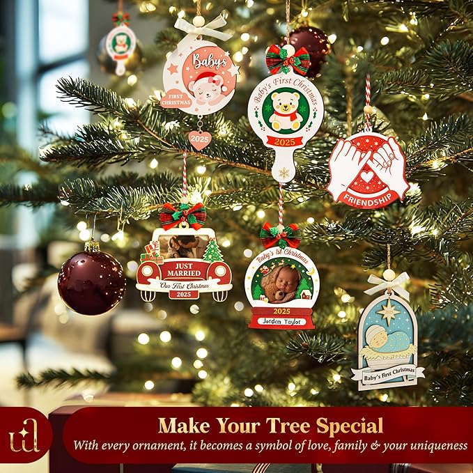 Baby First Christmas Ornament 2025 for Girl Boy - Baby's 1st for Parents, Gingerbread Newborn Ornament Keepsake Babys First Xmas Ornaments for Xmas Tree Decorations-CubbioJoy