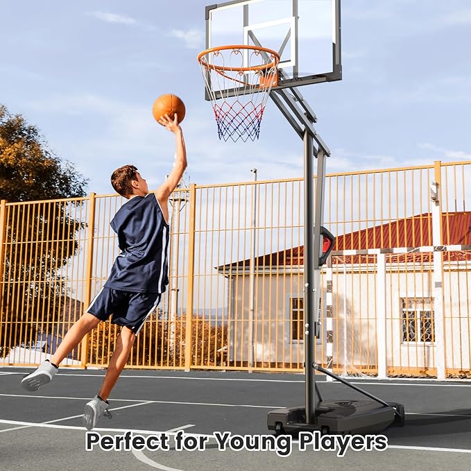 Basketball Hoop Outdoor, 8.5ft Height Adjustable Portable Hoops & Goals with HDPE Backboard and Wheels for Kids/Teens/Adults Backyard, Outdoor, Driveway-CubbioJoy