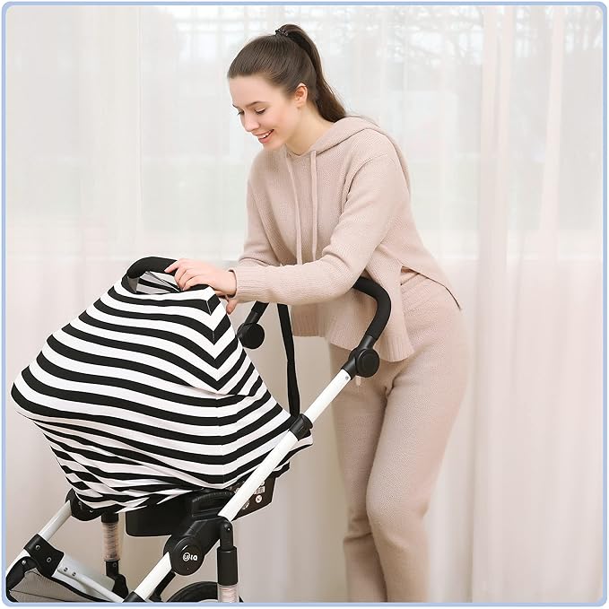 Car Seat Covers High Stretchy- Carseat Canopy for Babies, Multi- use Breastfeeding Covers, Baby Shower Gifts for Boys and Girls-CubbioJoy