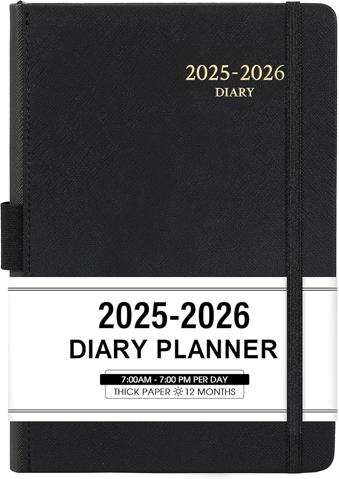 2025-2026 Appointment Book & Planner - Jul 2025 - Jun 2026, Daily Hourly Planner, 5.75" X 8.25", 60-Minute Interval, Faux Soft Leather Cover, Premium Paper, Academic Calendar, Pen Holder, Inner Pocket-CubbioJoy