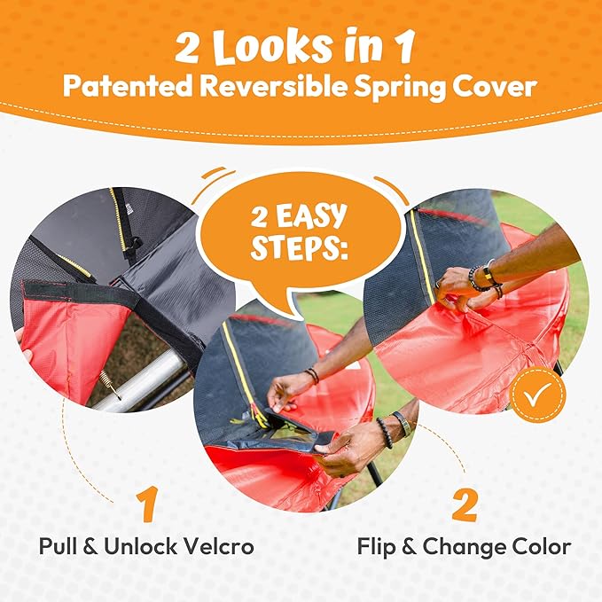 JUMPZYLLA Trampoline Outdoor 8FT 10FT 12FT 14FT 15FT 16FT with Enclosure and Ladder, ASTM Approved Recreational Trampoline for Kids and Adults, Anti-Rust Coated Frame-CubbioJoy