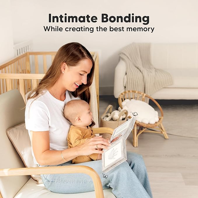 Baby Shower Gifts for Boys, Girls - Baby Hand and Footprint Kit, Newborn Handprint Kit, Keepsake Photo Frame, Nursery Picture Frame, Gender-Neutral Newborn Keepsake Gifts (Vintage White)-CubbioJoy