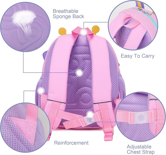 3D Butterfly Toddler Backpack - Cute Animal Cartoon Mini Travel Bag for Girls 1-3 Years,Waterproof Kids Preschool Backpack with Personalized Design (Butterfly Style)-CubbioJoy
