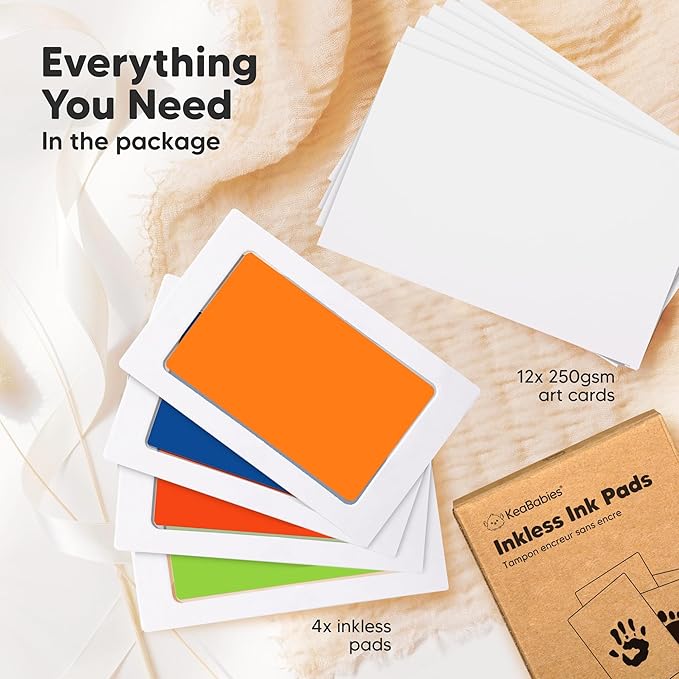 4-Pack Inkless Baby Hand and Footprint Kit - Mess Free Ink Pad for Newborn Keepsake, Dog Nose & Paw Print Kit, Clean Touch Ink Pad for Baby Hand & Footprints, Ideal New Mom Gifts (Fiesta)-CubbioJoy