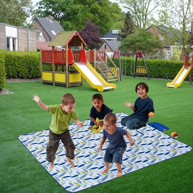 Beach Blanket Picnic Blanket Outdoor Mat Extra Large Waterproof Sand Proof Camping Blanket Lightweight Folding Portable Travel Blanket for Family Park Beach Grass, 79"x57"-CubbioJoy