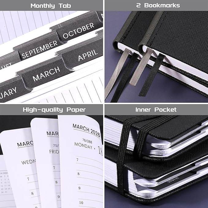 2025-2026 Appointment Book & Planner - Jul 2025 - Jun 2026, Daily Hourly Planner, 5.75" X 8.25", 60-Minute Interval, Faux Soft Leather Cover, Premium Paper, Academic Calendar, Pen Holder, Inner Pocket-CubbioJoy