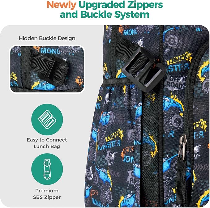 Choco Mocha Balls Backpack for Boys, Elementary School Backpack for Boys Ages 6-8 Kids Kindergarten Backpack Bookbag 17 Inch with Chest Strap, Blue-CubbioJoy