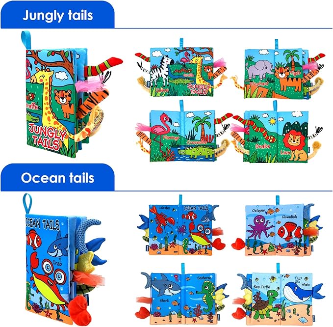 Baby Cloth Books 2PCS High Contrast Sensory Crinkle Book for Babies Tummy Time Early Learning Infant Toys for 0-18 Months-CubbioJoy