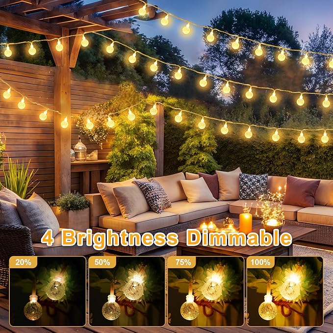 Color Changing String Lights Plug in, 33ft 60LED Connectable Crystal Globe String Lights Remote, Decorative Outdoor Twinkle Lights for Girl Gift Bedroom Patio Garden Tent Camp Party Christmas Décor-CubbioJoy
