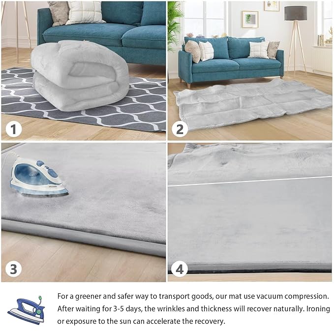 Baby Play Mat for Floor Tummy Time Nursery Rug Muscle Mat Area Playroom Rug 4'11x3'28" Memory Foam 1.3" Thick Crawling for Babies,Toddlers, Infants, Kids(Light Gray)-CubbioJoy