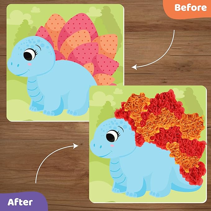 jackinthebox Poke Poke Art – Dinosaurs Theme, Mess-Free Fabric Art and Craft, Flower Pressing Kits, Gift for Kids, Toys for Girls and Boys Ages 4 5 6 7 8-CubbioJoy