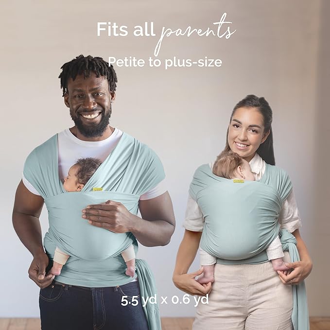 Boba Baby Wrap Carrier - Original Baby Carrier Wrap Sling for Newborns - Baby Wearing Essentials - Newborn Wrap Swaddle Holder, Newborn to Toddler Infant Sling (Serenity Sea Mist)-CubbioJoy