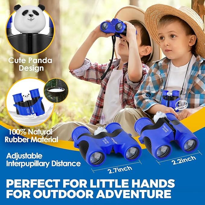 Binoculars for Kids, Toys for 3-12 Year Old Girls and Boys, Bird Watching Hiking 4 5 6 7 8 9 Year Old Girl Boy Christmas Birthday Gifts, Outdoor Toys for Kid Set with Magnifying Glass & Compass-CubbioJoy