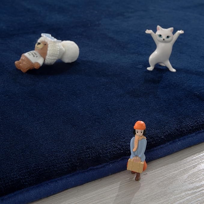 BALAPET Thick Memory Foam 50x50 Play Mat for Playpen, Super Soft Velvet Portable Baby Playpen Mat for Kids Toddler Crawling and Play, Non-Slip Bottom Playmat, Navy Blue-CubbioJoy