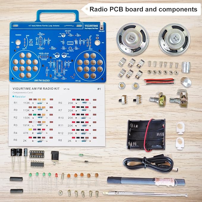 AM/FM Radio Kit | Soldering Project DIY Kit for Practicing Teaching Electronics | Stereo | Great STEM Project and Gift | Upgraded Version VT-16-CubbioJoy