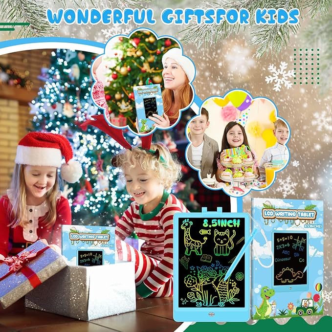 Decute Kids Toys LCD Writing Tablet with Stylus, 8.5 Inch Erasable Toddlers Doodle Board, Reusable Drawing Pad for Kids, Educational Christmas Birthday Gift for 3 4 5 6 7 8 Girls Boys Toddler Blue-CubbioJoy