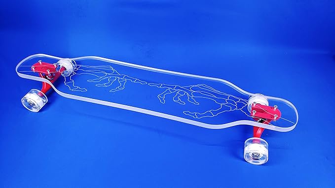 Clear Longboard Skateboard - Transparent Acrylic Long Boards with Light-Up LED Wheels for Smooth Rides - Ride The Streets in Style with Longboard Built for Beginners & Pros Alike-CubbioJoy