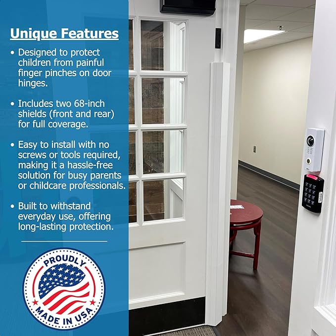Cardinal Gates PinchNot 90 Degree Door Pinch Guard for Kids Safety-Door Hinge Protector for Baby Proofing-CSP29-Door Finger Pinch Shield for Front and Rear Side of Doors-Child Proof Jamb-Made in USA-CubbioJoy