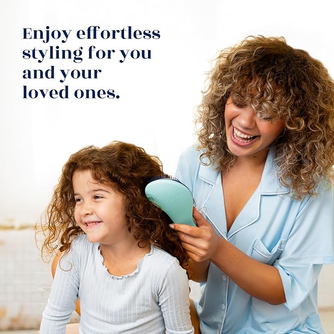 Crave Naturals Biggie Glide Thru Hair Brush - Detangler Brush for Curly, Straight, Wet or Dry Hair - Gentle Detangling Brushes for Adults, Kids, Toddlers - Hair Accessories for Women, 8.4"x3.4" - Mint-CubbioJoy