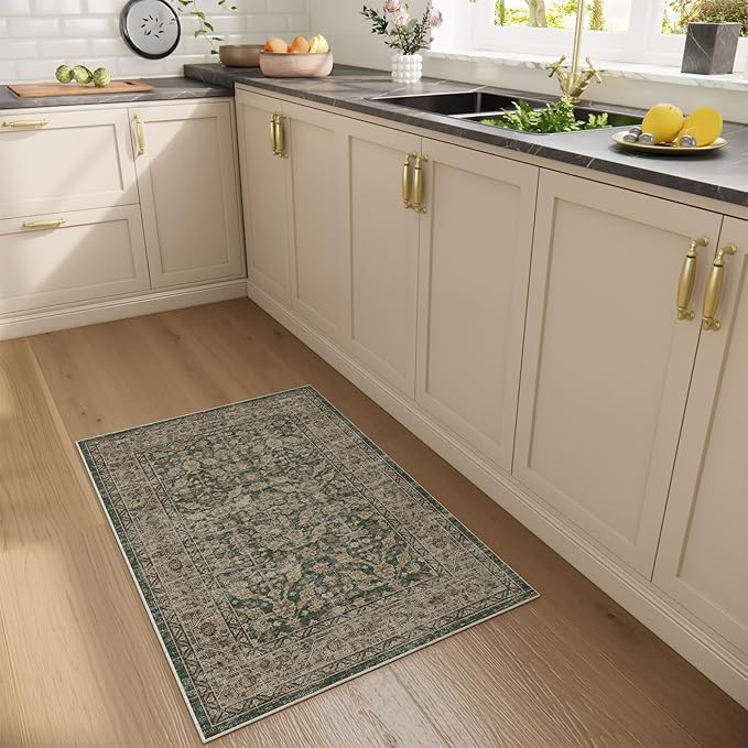 Boho Washable Kitcheh Rug for Entryway: Door Mat Indoor Entrance 2x3 Small Throw Rug Stain Resistant Non-Slip Low Pile Soft Carpet for Kitchen Front Door Indoor Entrance Entry Bedroom-CubbioJoy