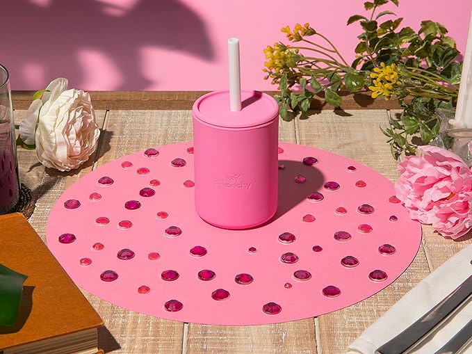 Avanchy Silicone Training Sippy Cup with Straw Lid – For Babies 6+ Months to Toddlers 1 Year Old – 8 oz Infant Water Cup for Baby Led Weaning, White-CubbioJoy