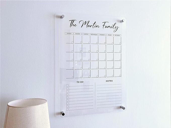 Acrylic Family Planner Wall Calendar - Personalized Calendar 2025, Personalized Dry Erase Board, Dry Erase Calendar, Monthly and Weekly Calendar, New Home Gift, Housewarming Gift-CubbioJoy