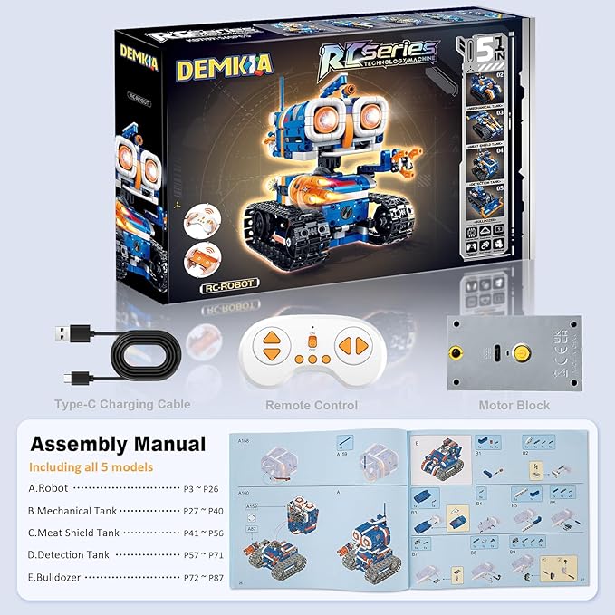 5in1 STEM Robot Building Kit, 560 PCS APP/Remote Control Mech RC Robotics for Kids Ages 8-12, Science Kit Coding Robots Toy Set, Birthday Gifts for Boys Age 8-14+-CubbioJoy