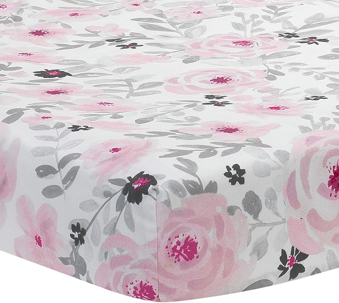 Bedtime Originals Blossom Pink Watercolor Floral 3-Piece Mini Crib Bedding Set-CubbioJoy