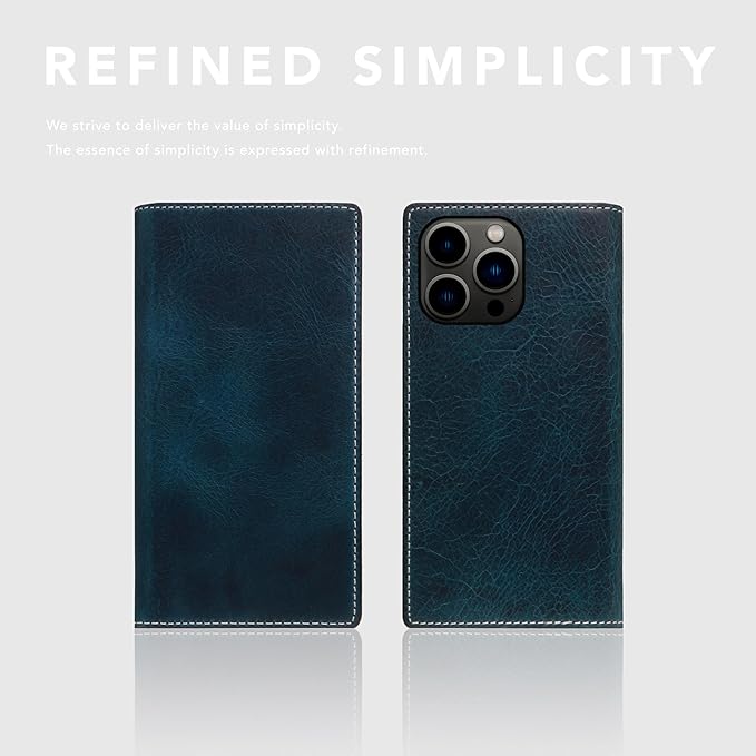 D7 Italian Wax Leather Wallet Case for iPhone 15 Pro - [2-in-1] Handcrafted Detachable Diary Style with Magnetic MagSafe Back Cover, Gift Box Included (Blue)-CubbioJoy