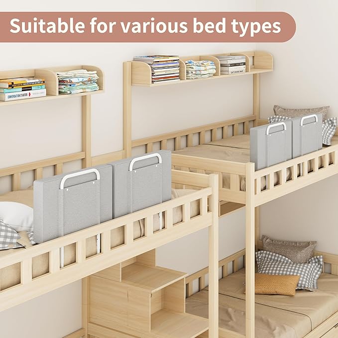 Bed Rail Guards for Toddlers, Adjustable Bed Rails with Safety, Bed Side Rails for Twin, Full, Queen Bunk Size (Grey, 1 Pack)-CubbioJoy