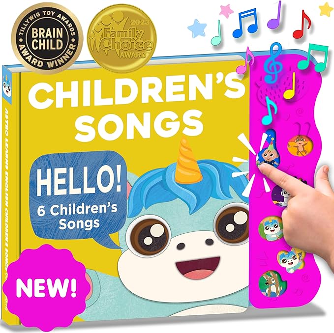 Children's Songs: Musical Toys & Interactive Sound Book for Toddlers 1-3, Baby’s First Year Music Book Gift, Singing Book for 1 Year Old Toddler & Kids, Nursery Rhymes Musical Books & Educational Toy-CubbioJoy