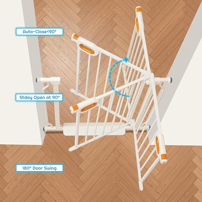 Baby Safety Gate for Stairs 29-33 Inch Wide, Safety House Gate for Baby Pet Gate with Door Pressure Mounting Gates for Kids Toddler Dogs Indoor Stairway Doorway White (30.5'' Tall)-CubbioJoy