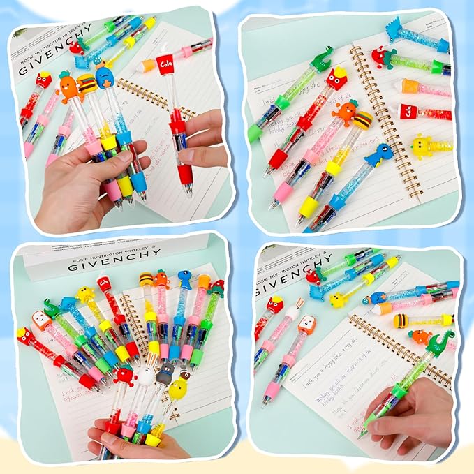 20Pcs Multicolor Pens in One 4-in-1 Cute Pens Bulk for Kids, Ballpoint Pen for Birthdays and Children's Parties, Fun Gifts Assorted Ink Kawaii Pen-CubbioJoy