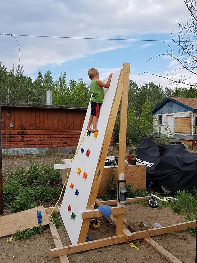 25 Pcs Colourful Pig Nose Shape Rock Climbing Holds with Blue & Green Auxiliary Handles, Indoor Outdoor Playground Wooden Play Set Build Exercise Toy Accessory - Mounting Hardware Kit Included-CubbioJoy