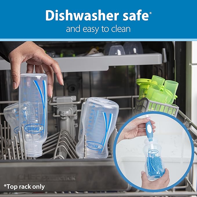 Dr. Brown's Natural Flow Anti-Colic Options+Wide-Neck Baby Bottle, 5 oz/150 mL, Level 1 Nipple, 1-Pack, 0m+-CubbioJoy