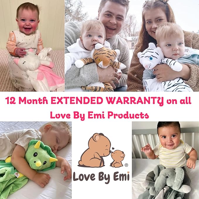 4-in-1 Sound Machine, Baby Lovey, Blanket - White Noise & Lullaby Plush Tiger - Calms & Reduces Wakeups, Helps Toddler Sleep Longer - Proven Sleep Aid -Musical BPA-Free, Machine Washable Newborn Gift-CubbioJoy