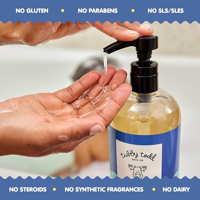 TUBBY TODD Essentials Baby Bath Gift Set – 8.5oz Hair+Body Wash, 8.5oz Bubble Bath & 3.5oz All Over Ointment-CubbioJoy