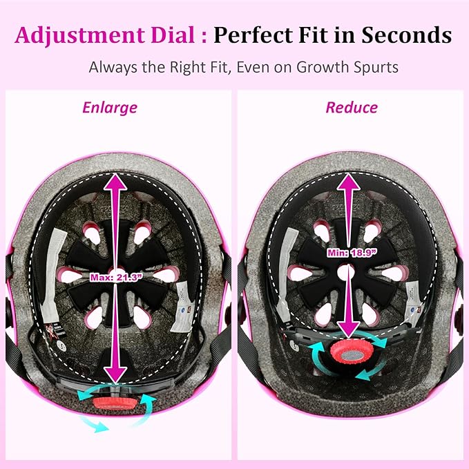 KAMUGO Kids Adjustable Helmet, with Sports Protective Gear Set Knee Elbow Wrist Pads for Toddler Age 2-8 Boys Girls, Bike Skateboard Hoverboard Scooter Rollerblading Helmet Set-CubbioJoy