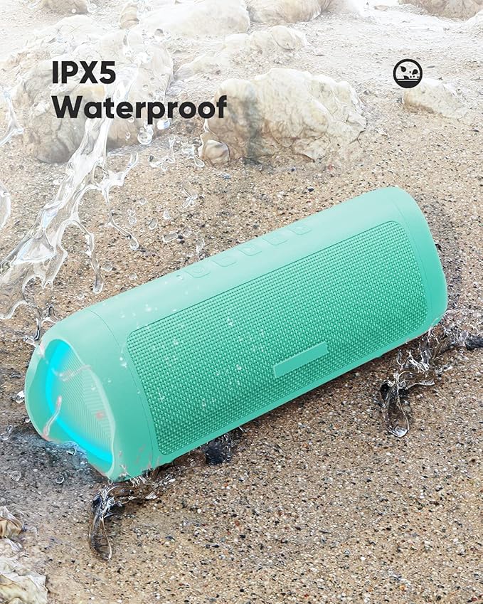 Bluetooth Speaker with HD Sound, Portable Wireless, IPX5 Waterproof, Up to 20H Playtime, TWS Pairing, BT5.3, for Home/Party/Outdoor/Beach, Stocking Stuffers, White Elephant Gifts for Adults (Teal)-CubbioJoy