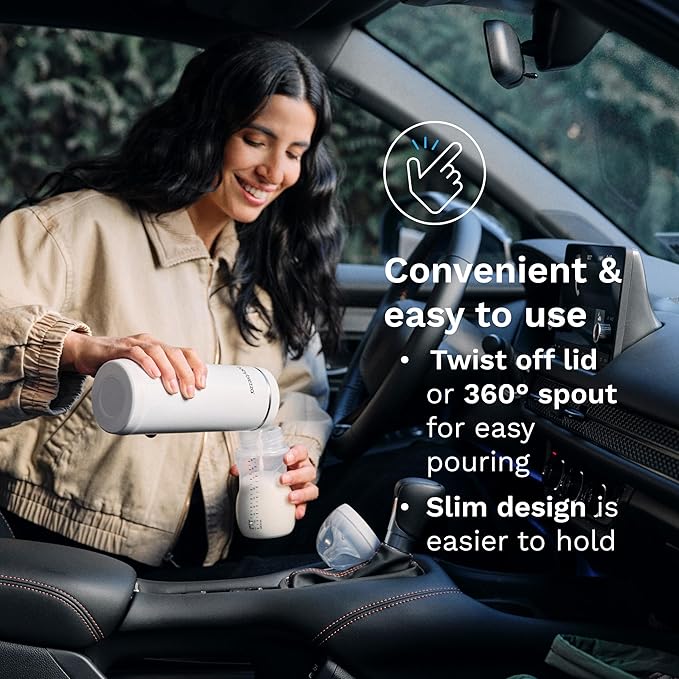 Baby Brezza SuperFast Portable Baby Bottle Warmer – 67% Faster - Travel Breastmilk Warmer and Formula Warmer - Safe, Even Heating - Up to 9oz - No Adapters, Green-CubbioJoy