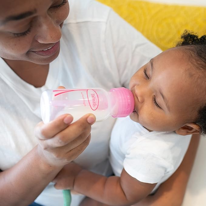 Dr. Brown's Anti-Colic Baby Feeding Set with Slow Flow Nipples, Travel Caps, Silicone Pacifier - Pink-CubbioJoy