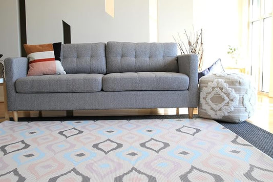 Cushmat Stylish Reversible Foam Play Mat (Large, Luxe NAT - Sage Grey Star) - Soft, Waterproof, Durable Play mat for Infants, Babies, Toddler, Kids & Grownup - 6.5ft x 4.5ft-CubbioJoy