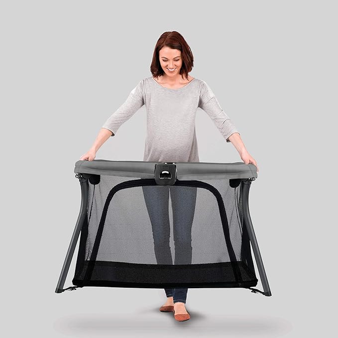 Chicco Alfa Lite Lightweight Travel Playard, Portable Playpen for Babies and Toddlers, Snap-Open/Compact Fold Design, 13 lbs., Baby Travel Essential | Midnight/Navy-CubbioJoy