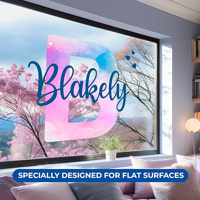 Custom Stickers Name Wall Decor I Personalized Name Sign for Room Decor | Multiple Custom Name & Initial I Decal for Baby Girl Nursery Decor I Nursery Wall Decal for Baby (A. Pink and Blue Sky)-CubbioJoy