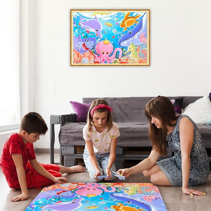 Jumbo Floor Puzzle for Kids Underwater Jigsaw Large Puzzles 48 Piece for Toddler Children Learning Preschool Educational Intellectual Development Toys 3-5 4-8 Years Old Gift for Boys and Girls-CubbioJoy
